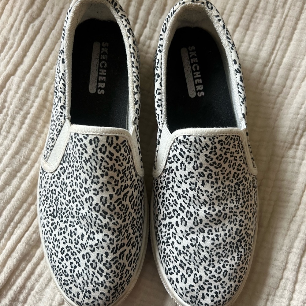 Skechers Black and White Slip-On Shoes